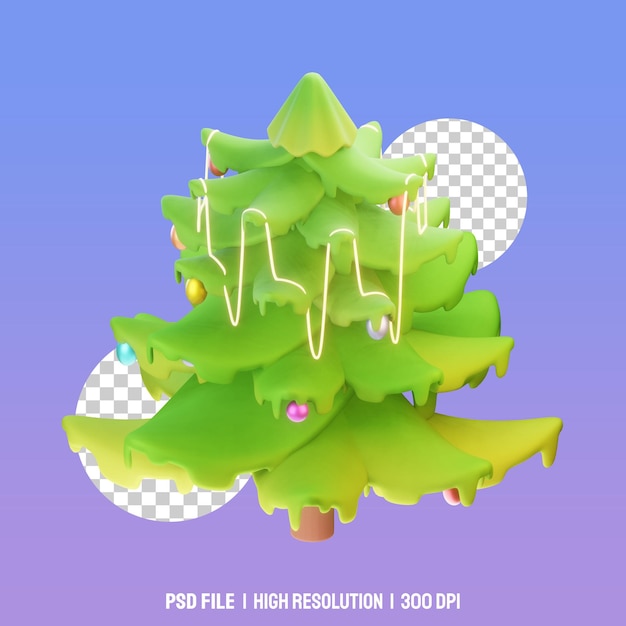 PSD ilustrações 3d de árvore de natal