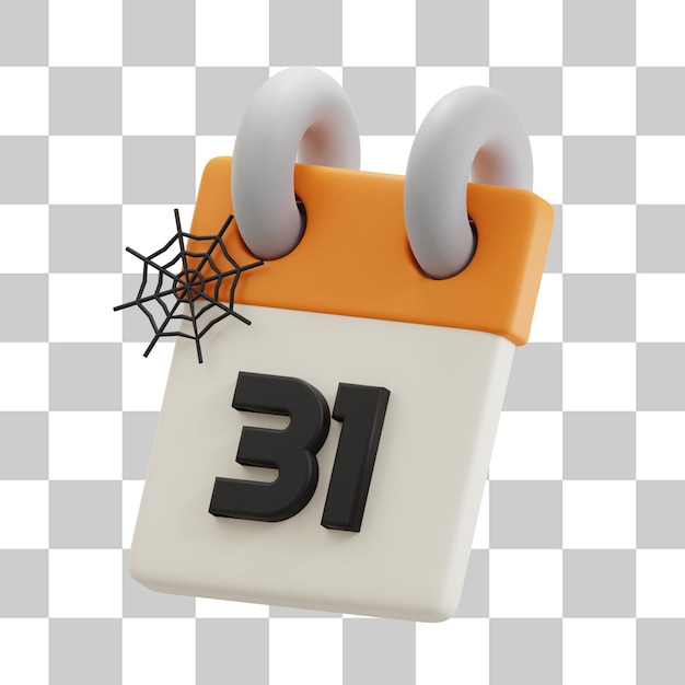 PSD ilustrações 3d do calendário de halloween