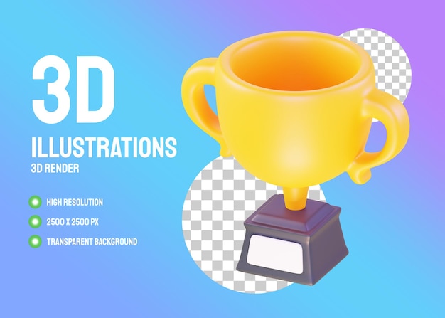 PSD ilustrações 3d do troféu