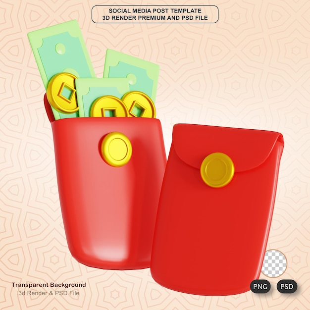 PSD ilustrações angpao 3d