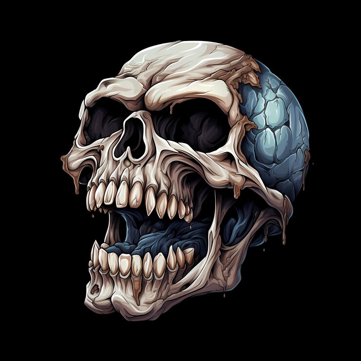 Ilustrações de arte de caveira para adesivos, t-shirts, cartazes, etc.
