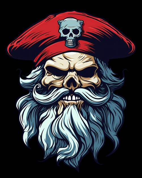 PSD ilustrações de arte de pirata de crânio para adesivos, design de camiseta, cartaz etc.