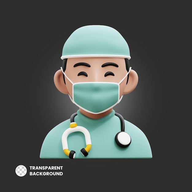 Ilustrações de avatares de profissão de cirurgião 3d masculino