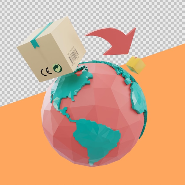 Ilustrações de compras on-line em 3D do local de entrega