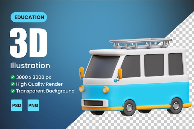 Ilustrações de ícone 3D de carro de viagem
