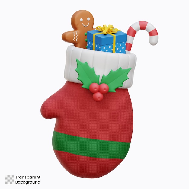 PSD ilustrações de ícone 3d de luva de natal