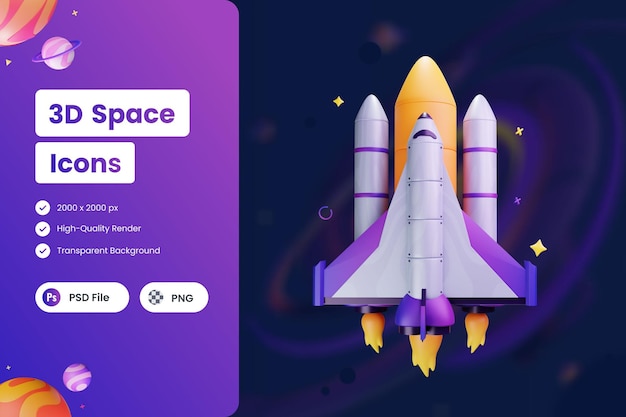 Ilustrações de Ícones 3D Ônibus Espacial