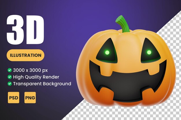 Ilustrações de ícones de abóbora 3D de Halloween