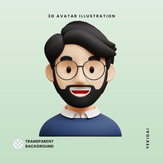 Ilustrações de personagens de avatar 3d de cara de óculos estiloso