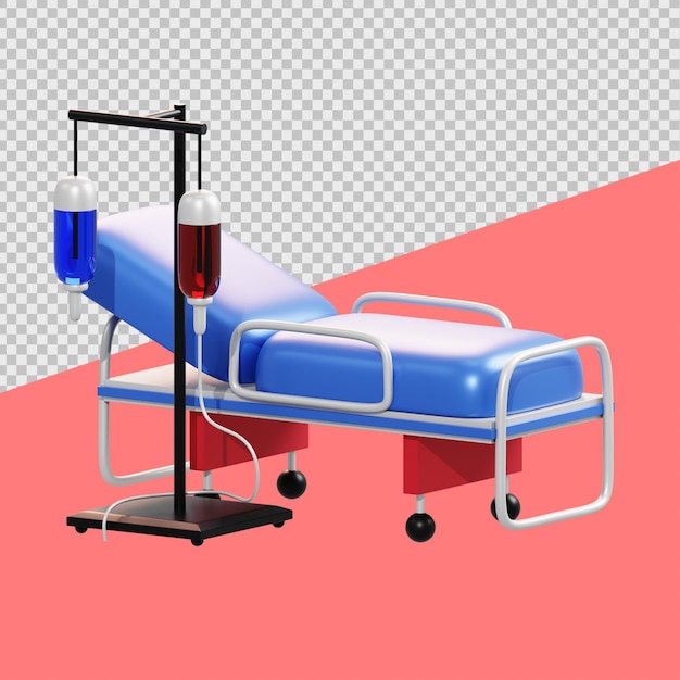 Ilustrações médicas em 3d de cama de hospital