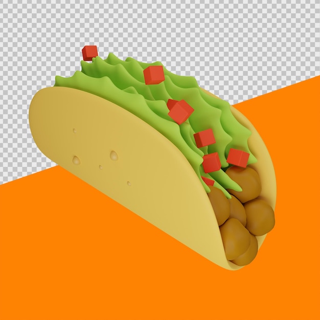 PSD ilustrações taco 3d foods