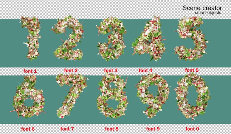 PSD ilustrasi 3d alfabet bahasa inggris hari natal