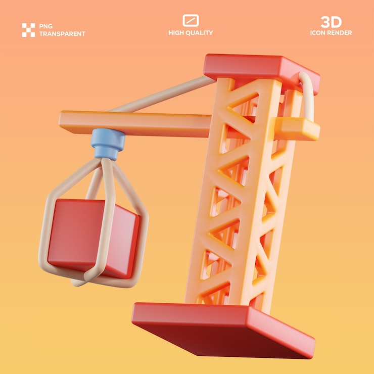 PSD ilustrasi 3d crane psd