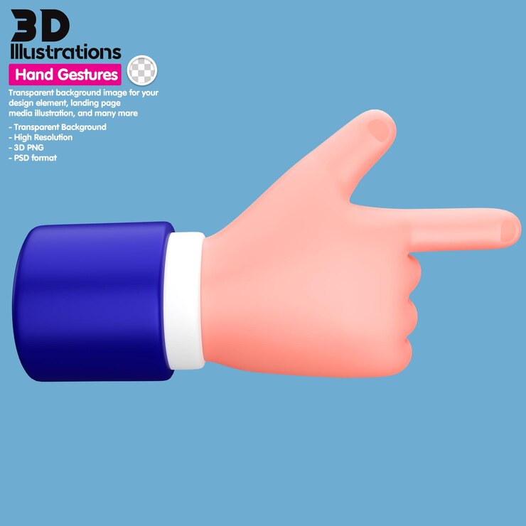 PSD ilustrasi 3d ikon tangan