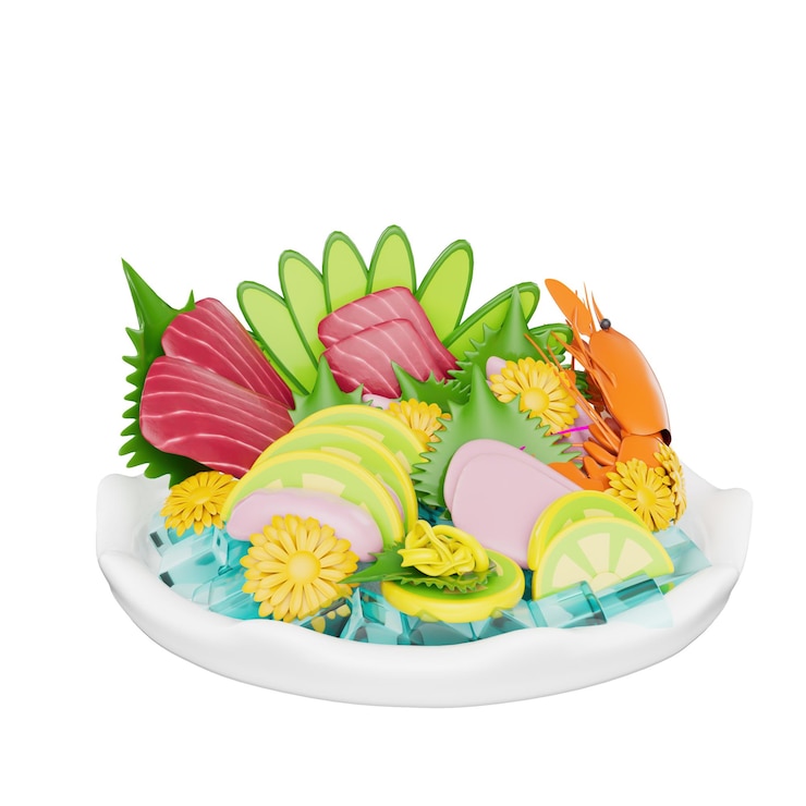 PSD ilustrasi 3d makanan jepang