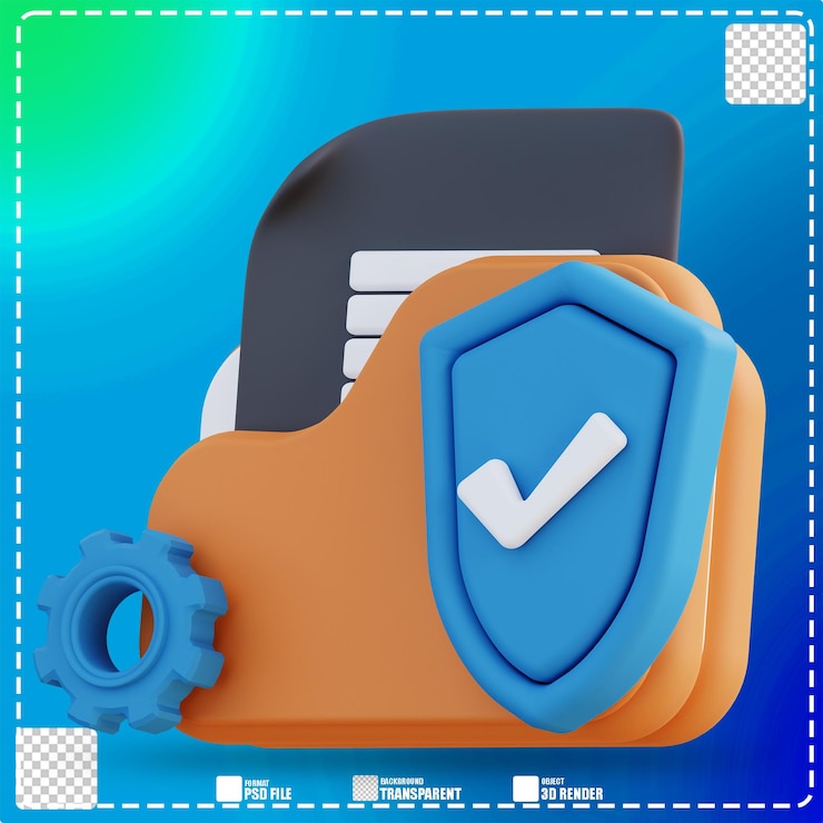 PSD ilustrasi 3d manajemen folder keamanan 2