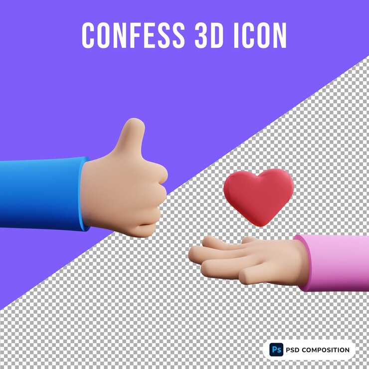 Ilustrasi 3D pengakuan cinta terisolasi