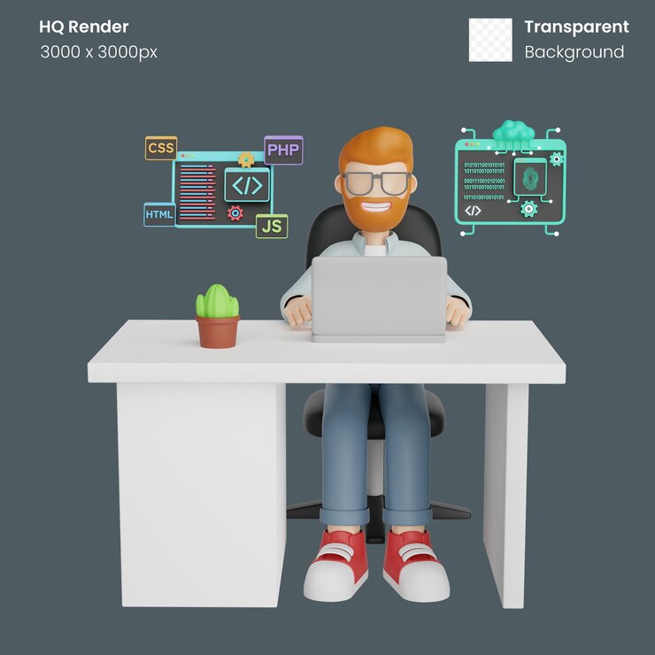 PSD ilustrasi 3d programmer