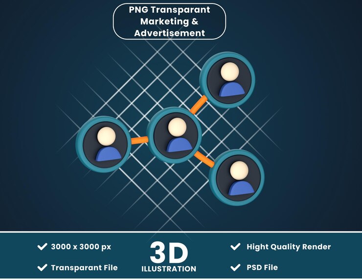 PSD ilustrasi 3d tentang kerja tim