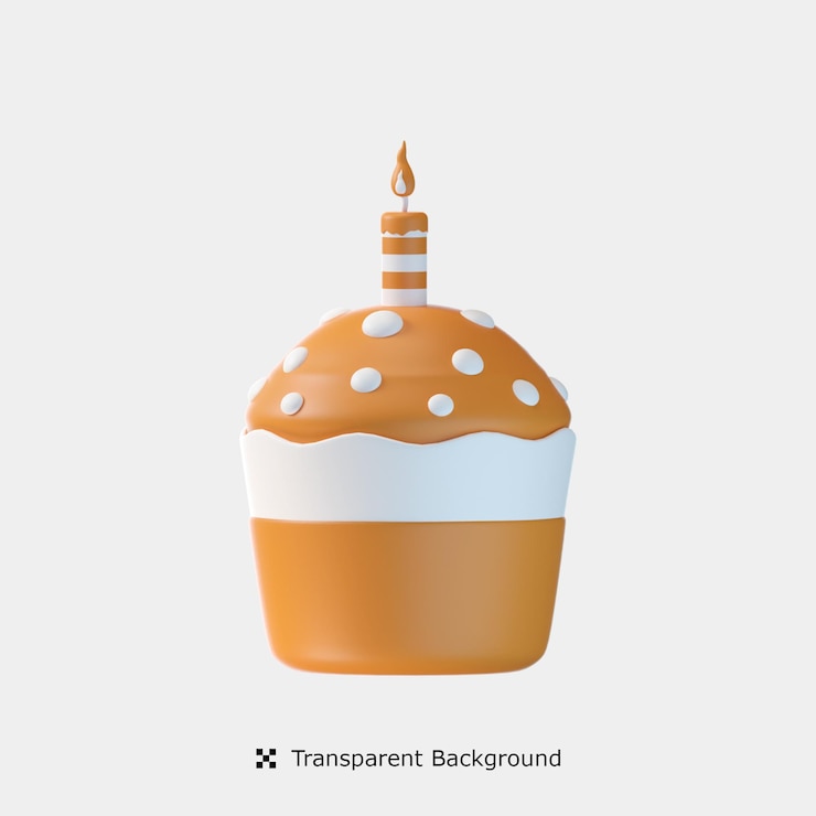 PSD ilustrasi ikon 3d cupcake