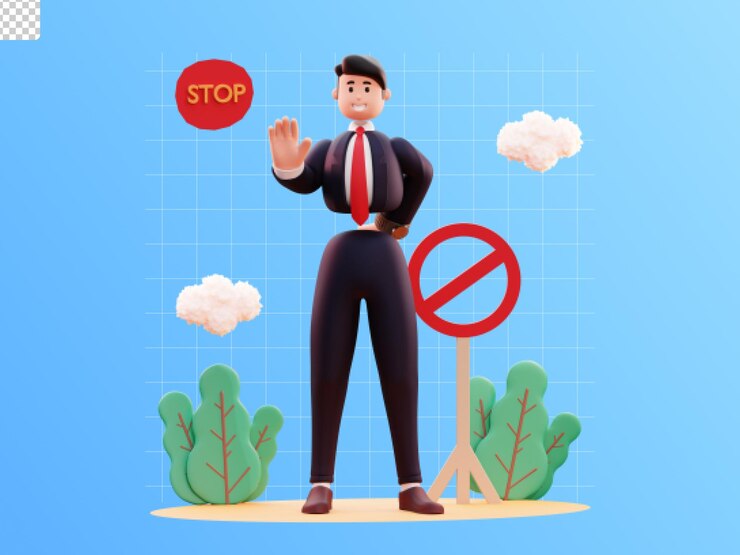 PSD ilustrasi karakter 3d pengusaha
