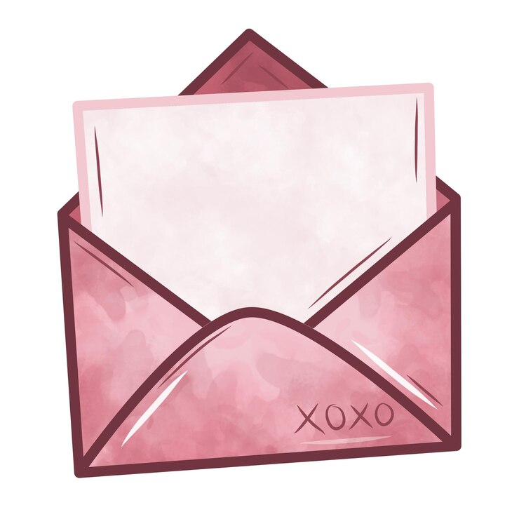 PSD ilustrasi kartu merah muda xoxo