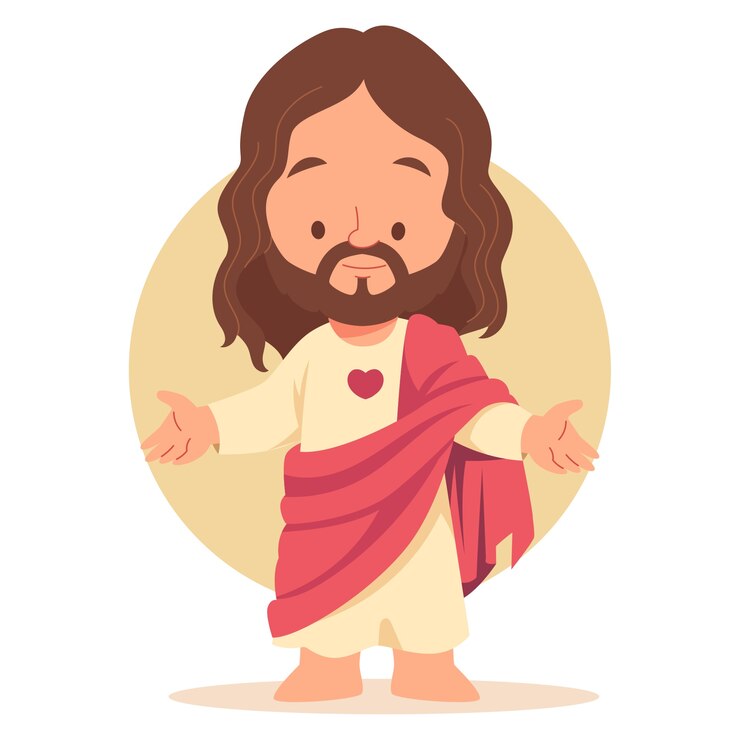 PSD ilustrasi kartun yesus kristus