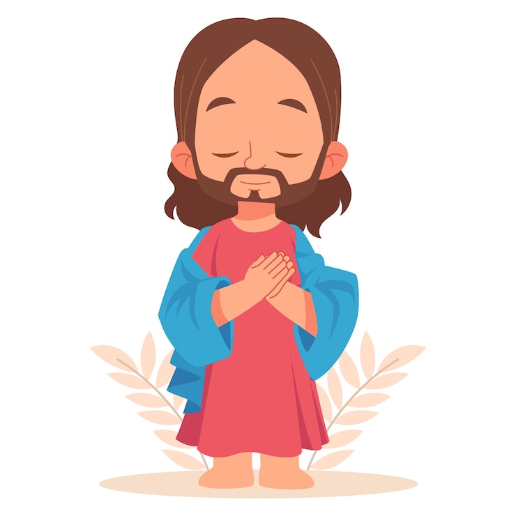 PSD ilustrasi kartun yesus kristus