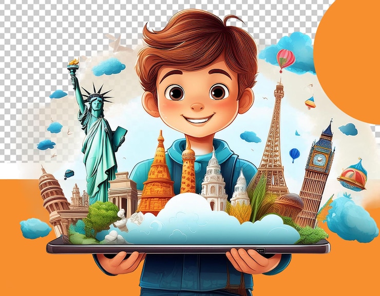 PSD ilustrasi png hari pariwisata dunia