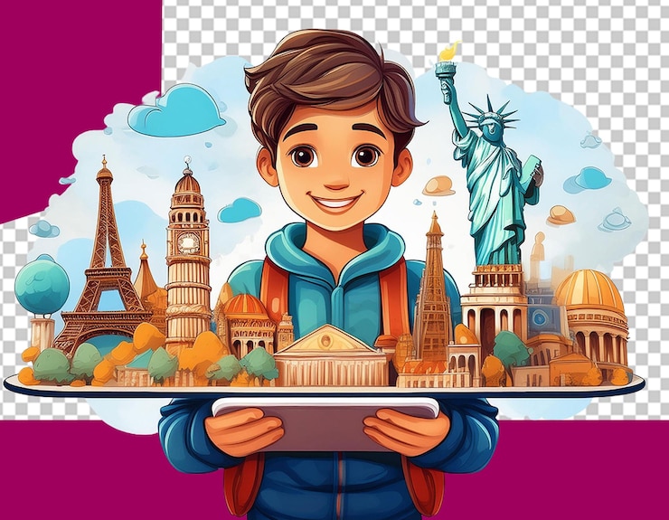 PSD ilustrasi png hari pariwisata dunia