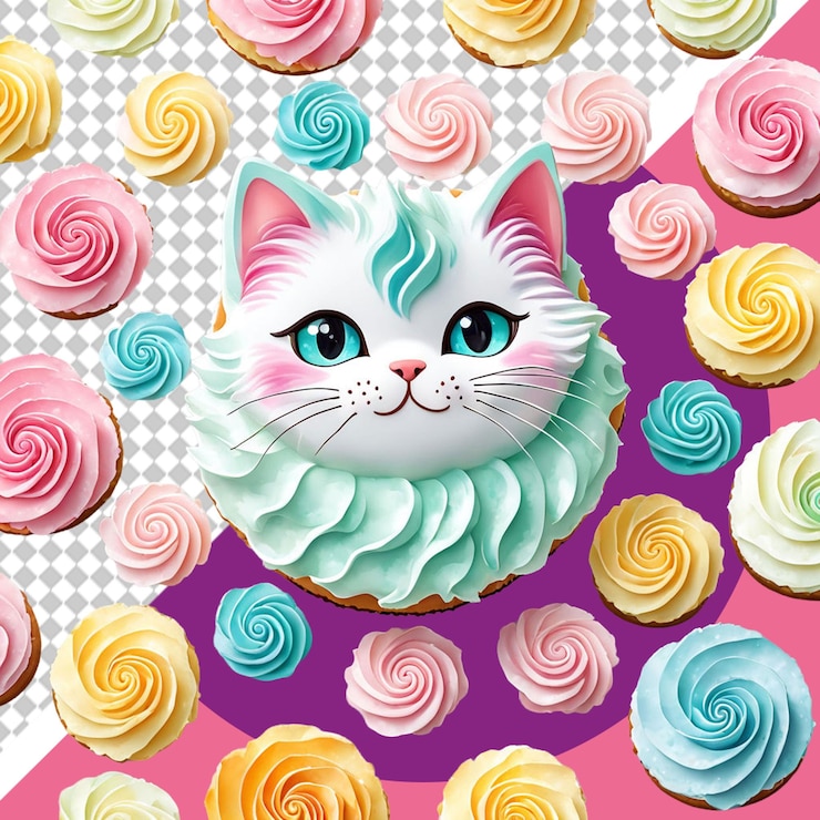 PSD ilustrasi png kucing lucu