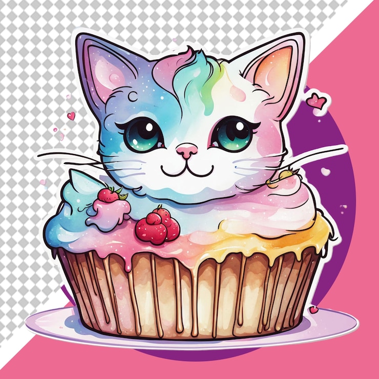 PSD ilustrasi png kucing lucu