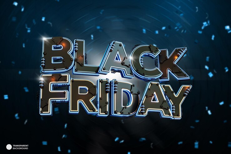 PSD ilustrasi render 3d banner penjualan black friday