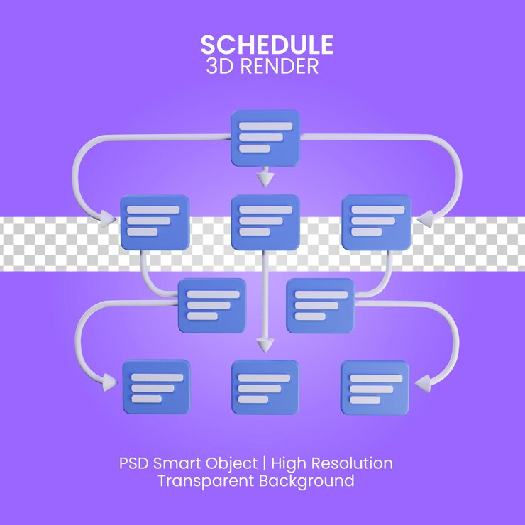 PSD ilustrasi render 3d jadwal yang terisolasi