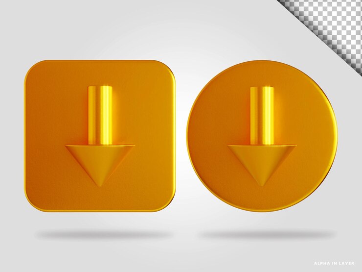 PSD ilustrasi render 3d panah emas terisolasi
