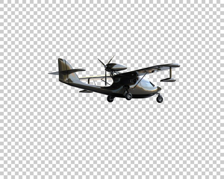 PSD ilustrasi render 3d pesawat terbang yang terisolasi pada latar belakang