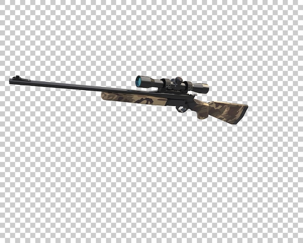 Ilustrasi render 3D senapan dengan scope yang diisolasi pada latar belakang