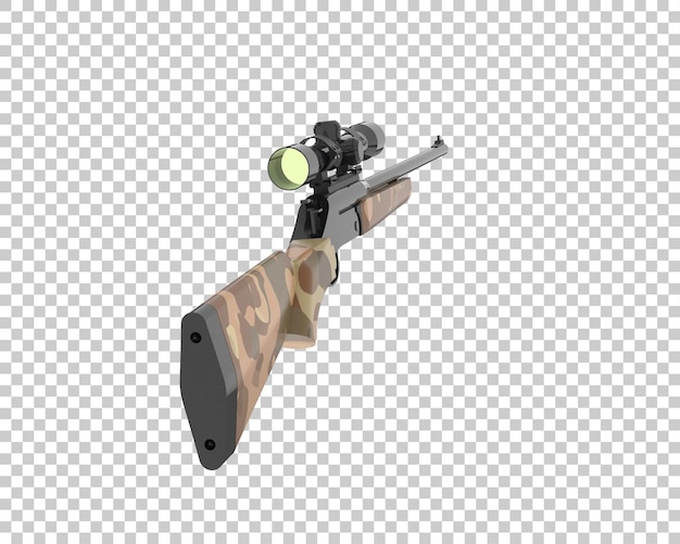 Ilustrasi render 3D senapan dengan scope yang diisolasi pada latar belakang