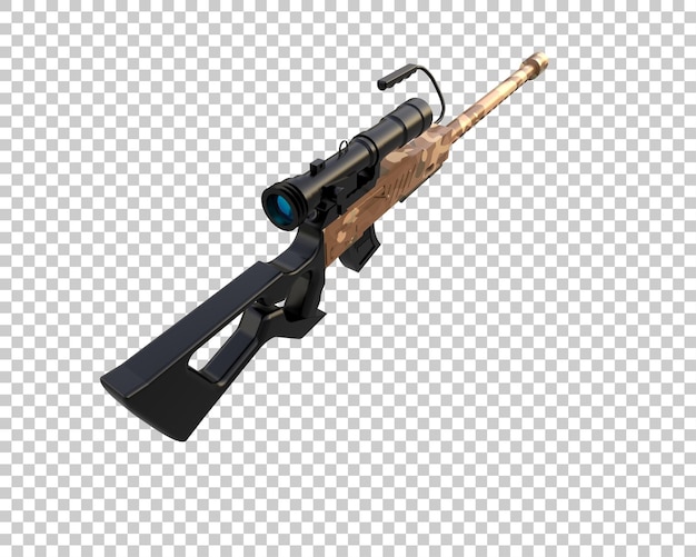 Ilustrasi render 3D senapan dengan scope yang diisolasi pada latar belakang