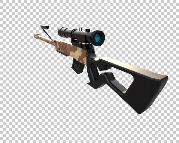Ilustrasi render 3D senapan dengan scope yang diisolasi pada latar belakang