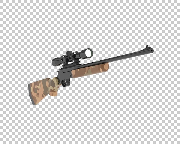 Ilustrasi render 3D senapan dengan scope yang diisolasi pada latar belakang