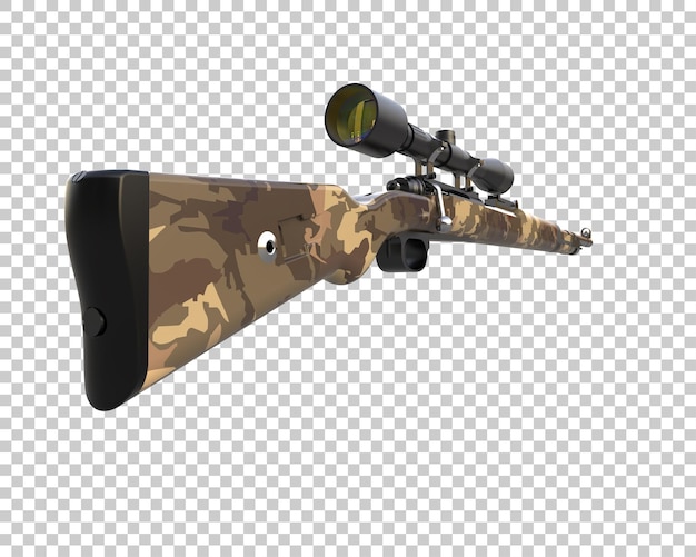 Ilustrasi render 3D senapan dengan scope yang diisolasi pada latar belakang