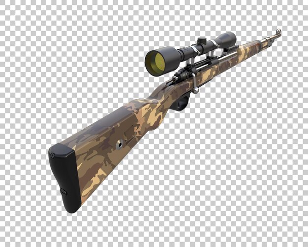 Ilustrasi render 3D senapan dengan scope yang diisolasi pada latar belakang