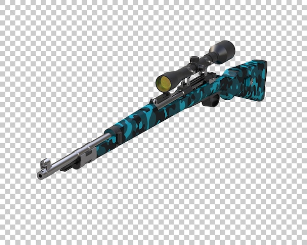 Ilustrasi render 3D senapan dengan scope yang diisolasi pada latar belakang