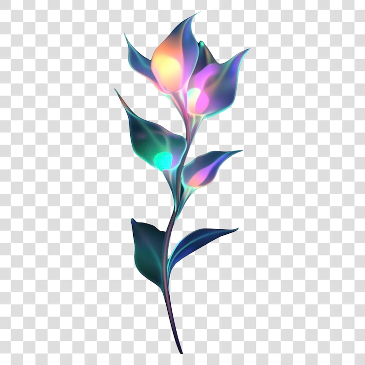 PSD ilustrasi seni neon tanaman fantasi png