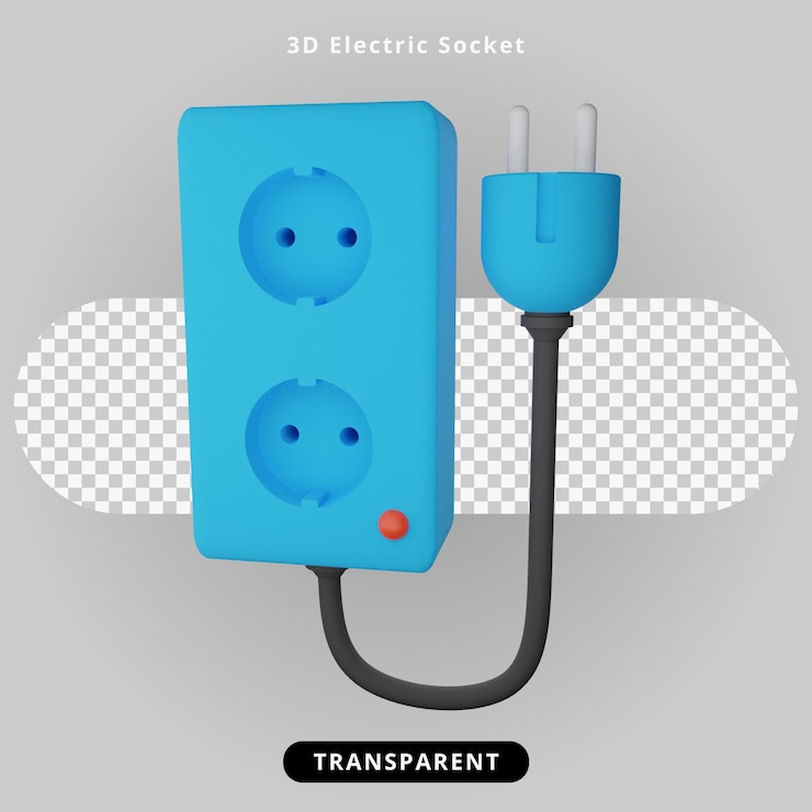 PSD ilustrasi soket listrik rendering 3d