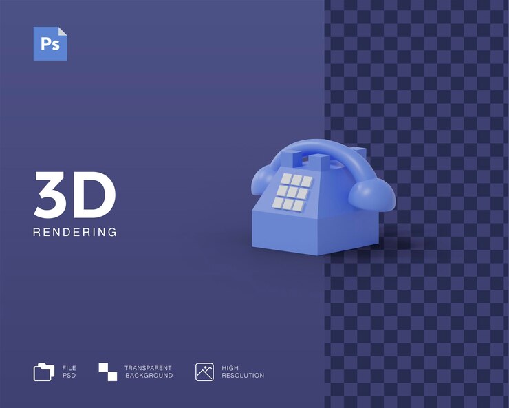 PSD ilustrasi telepon 3d