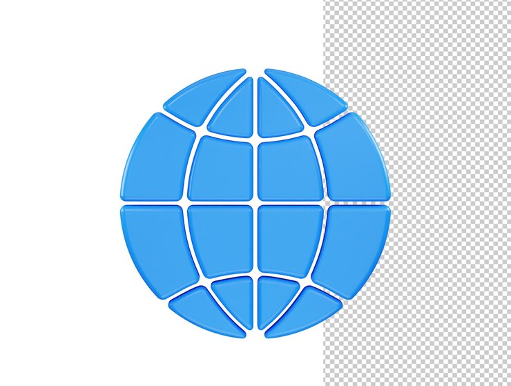 PSD ilustrasi vektor rendering 3d ikon globe
