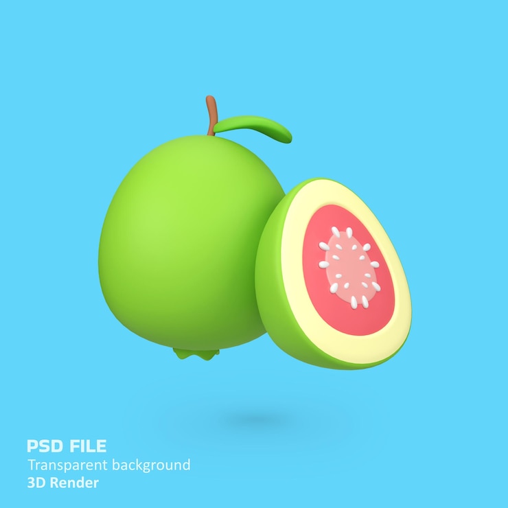 PSD ilustrazione dell'icona di rendering 3d isolata della guava