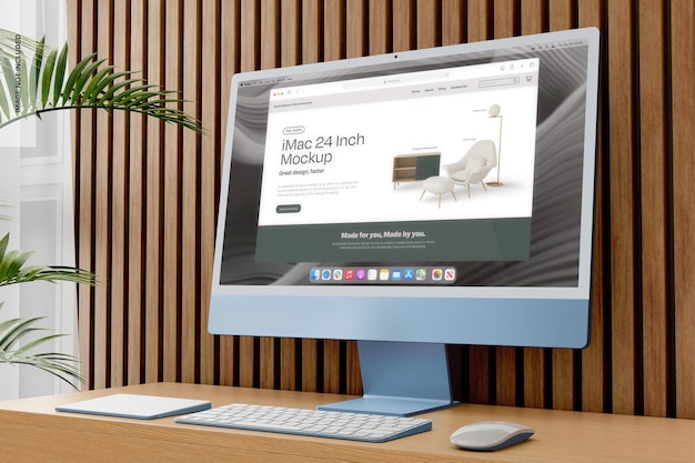 iMac dans le scénario d'accueil Vue droite de la maquette